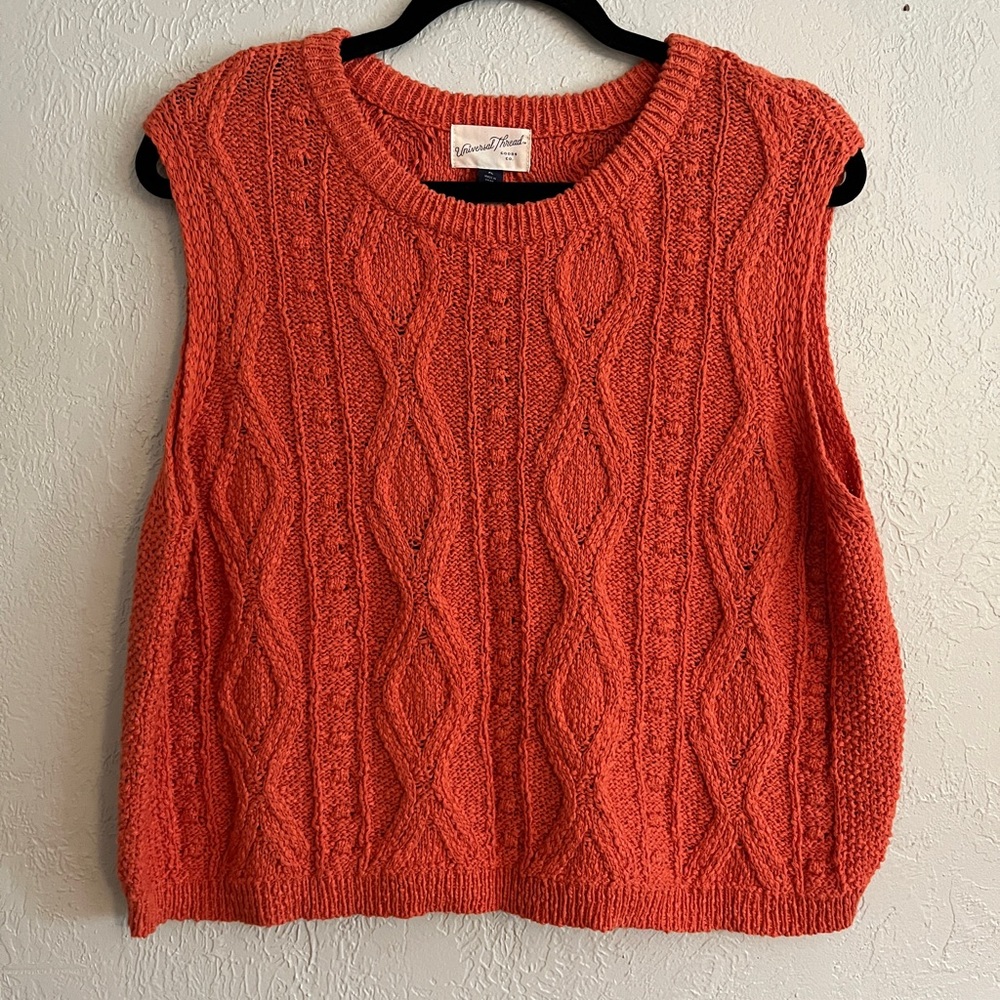 Universal Thread Rust Orange Cropped Knitted Sweater Vest NWT!